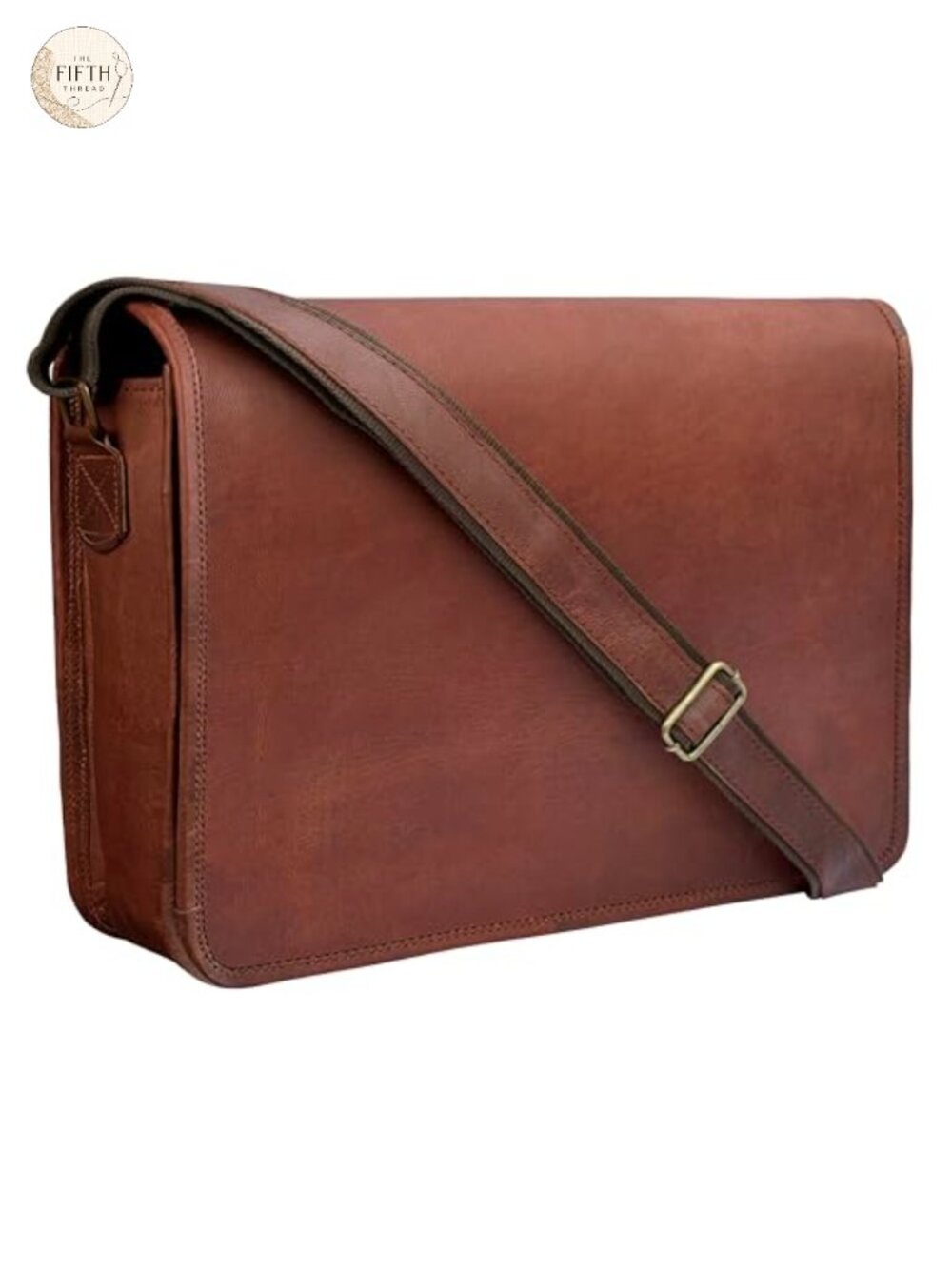 Leather Messenger Bag for Men & Women, Vintage Crossbody Laptop Satchel, 14"